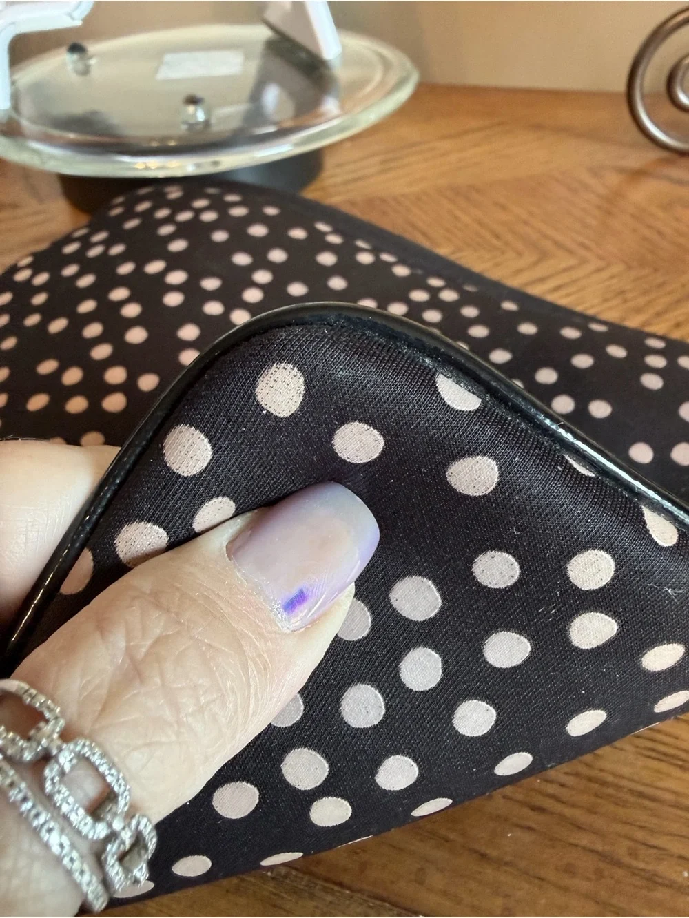 Kate Spade Zipper Padded Pouch Case Black White Polka Dots iPad like trim/lining